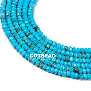 3MM  Natural Faceted Rondelle Turquoise Beads Grade AAA Round Loose Beads, Full Strand Round 15.5 inches, TUQ008