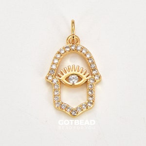 Fascino dell'occhio malvagio Hamsa, Ciondolo mano Hamsa riempito d'oro, Regalo spirituale, Protezione fascino amuleto, Mano di Fatima, Pendente dell'occhio malvagio, CP1829