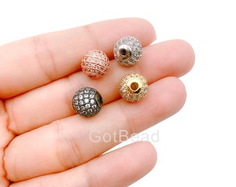 Round Ball Beads 22K Gold  CZ Micro Pave Round Ball Beads Shamballa Ball Beads Cubic Zirconia CZ Pave Beads up-to 20mm BD051