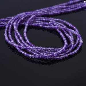 AAA Faceted Natural Amethyst 2.5mm Round Beads Micro Faceted Genuine Purple Amethyst Gemstone 15.5&quot; Strand PRP1003