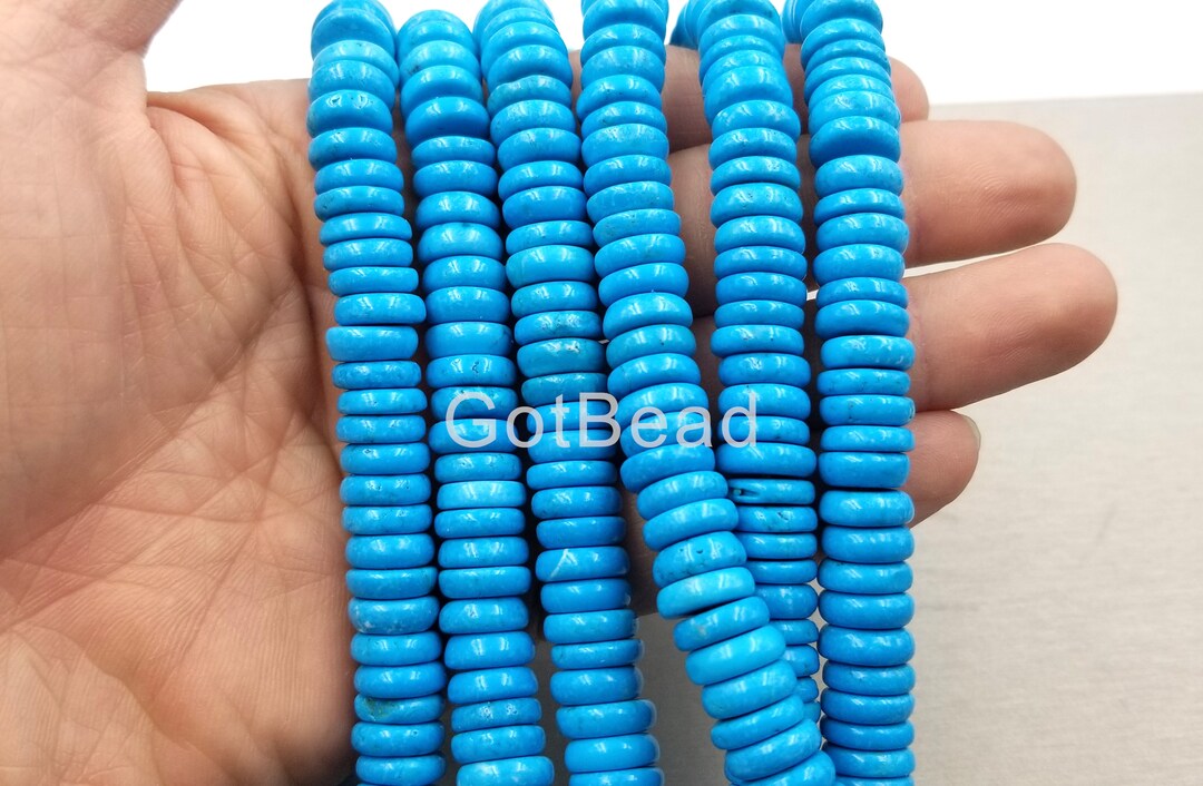 Cut Turquoise Disc Turquoise Disc Cut Gemstone Beads, Turquoise Bracelet, Turquiose ...