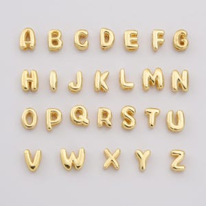 Pingente inicial de balão de alfabeto preenchido a ouro, colar delicado com pingente de letra fofa e estilo de fonte de bolha, pulseira de colar, CP2197