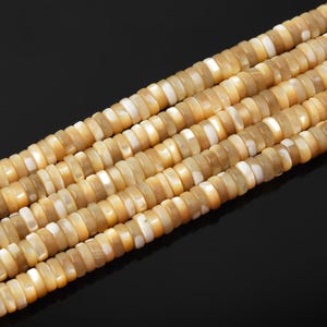 2x6mm Heishi Mother of Pearl Beads Natural Shell Gemstone Wheel Shape Strand for Jewelry Making 15.5 Inches FWP088