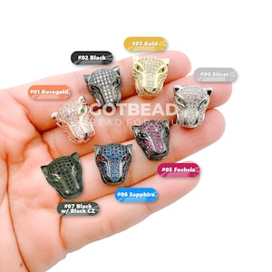 Black Panther Charm Panther Bead CZ Micro Pave, Cubic Zirconia Panther Charms , Black Panther Bead, Men's Jewelry,1/2pcs, 13x15mm, CP102