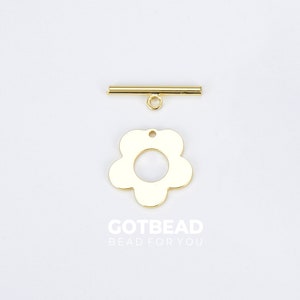 18K Gold Filled  Flower Toggle Clasp 1 set, Dainty Flower Toggle Clasps OT Clasp for Bracelet Necklace Jewelry Making Supply, CL476