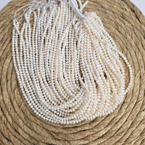 White Round Freshwater Pearls,Fresh Water Pearl Beads for Jewelry Making Full Strand 15.5&quot; 5mm, FWP028