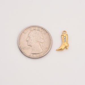 Gold Filled Cowboy Boot Charm, Stainless Steel Western CZ Boot Pendant for DIY Necklace Bracelet Jewelry Making, Dainty Gift for Him, SCP125