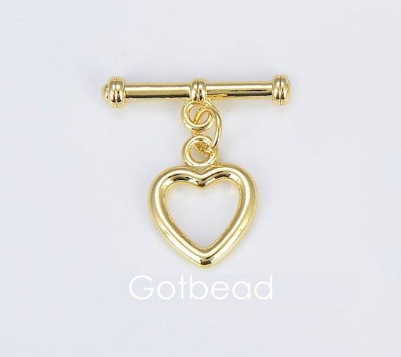Heart Toggle Clasp 14K Gold Toggle Clasp Set for Bracelet