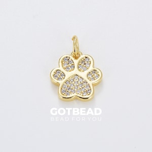 Tiny Print Charm, Dainty Gold Filled dog Foot Charm for Bracelet Necklace Earring Component, Cat Dog Pet Lover Gift, CP1661