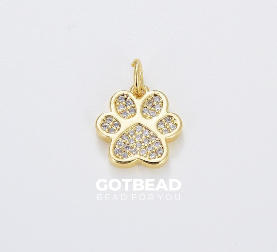 Buy Tiny Print Charm, Dainty Gold Filled Dog Foot Charm for