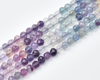 Rainbow Fluorite Faceted Round Beads 4mm Natural Genuine Gemstone Full Strand Jewelry Supply PRP1251