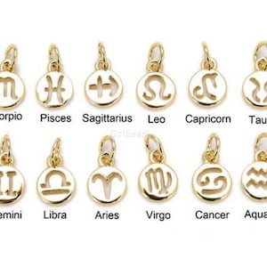 18K Gold Filled Filled  Zodiac Sign Necklace, Gold Zodiac Necklace, Gold Zodiac Charm, Zodiac Bracelet, Zodiac Pendants, DIY, 12x7mm, CP402