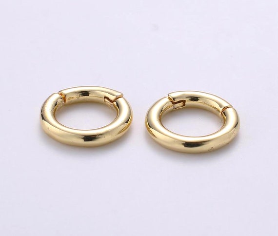1x Dainty Gold Spring Gate Ring, Pull-gate Ring, 12mm Round Circle