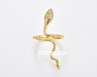 Gold Serpent Ring, Adjustable Gold Filled Snake Ring, Serpent Animal Ring, Snake Lovers Gift, Minimalist Ring, Snake Jewelry, 32x22mm, RG174