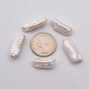 White Fresh Water Pearl Long Stick Shape Beads Size, High Quality Freshwater Pearl Bead for DIY Jewelry Making 25mm, FWP049