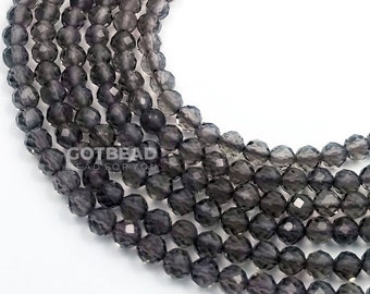 Smoky Quartz Faceted Round Gemstone Beads 2mm/3mm/4mm  15.5" Full Strand PRP324