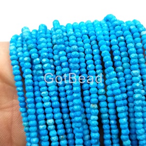 3MM Natural Faceted Rondelle Turquoise Beads Grade AAA Round Loose Beads, Full Strand Round 15.5 inches, GRN115-A0413_OLD