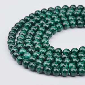 Deep Green Malachite Beads Genuine Natural Grade AAA Gemstone Round Loose Beads 8MM For DIY Jewelry Making Full Strand 15.5&quot; GRN574