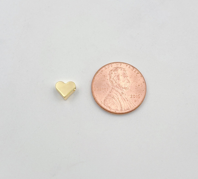 BD090 Small Heart Spacers for Bracelet Necklace in 18K Gold Filled Gold Heart Spacer Beads Dainty Heart Spacer Bead Brass Spacer Beads