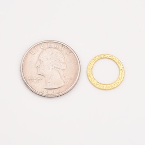 Gold Filled Textured Ring Charm, Stainless Steel Open Circle Pendant for DIY Necklace Bracelet Earring Jewelry Making, Gift for Her, SCP070