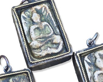 LP Suk Amulet Pendant, Sitting Buddha Pendant, Buddha Amulet Pendant, Protection Charm, 35x23mm, CP2128