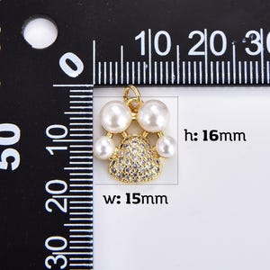 Ciondolo con impronta di zampa di cane e gatto riempito d'oro, perla, zirconi cubici, micro pavé, ciondolo con impronta di zampa, fornitura per la creazione di gioielli, collana, braccialetto, 16x15 mm, CP1934