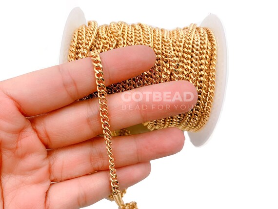 22K Gold Cuban Curb Chain by Foot 