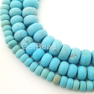 Matte Natural Rondelle Cut Turquoise 6mm 8mm 10mm  Round Beads 15.5" Strand, GRN074