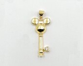 18K Gold Filled Mickey Mouse Head Key Charm, CZ Micro Pave Charm, Key Pendant for Necklace Bracelet Charm Component Supply, 28x14mm, CP1319