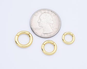 Dainty Gold  Spring Gate Ring, Push Gate ring, 12mm Round Circle Ring, Charm Holder 14K Gold  Clasp for Charm Holder Connector,CL449