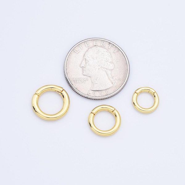 Dainty Gold  Spring Gate Ring, Pull-Gate Ring, 12mm Round Circle Ring, Charm Holder 14K Gold  Clasp for Charm Holder Connector,CL449