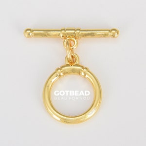 Gold Toggle Clasp with Jump Ring, Gold OT Clasp for Jewelry Making Supply, 20x20mm, CL504