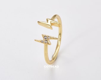 Anillo minimalista de oro Thunder Bolt, anillo de rayo, anillo de apilamiento delicado, anillo delgado, regalo para ella, anillo delicado, anillo apilable, RG069