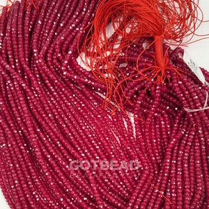 4x3mm Natural Red Corundum Faceted Spacer Beads, Red Ruby Faceted Round Micro Beads 15.5 inches one strands PRP647