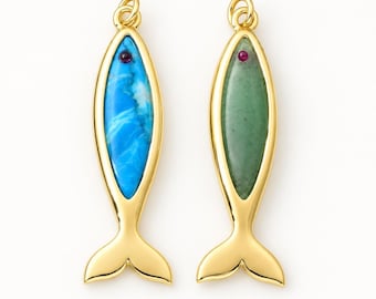 Gold Filled Mermaid Tail Charm, Blue Green Cabochon Pendant, Ocean Sea Siren Jewelry Charm for Bracelet Necklace, Jewelry Making, CP2539