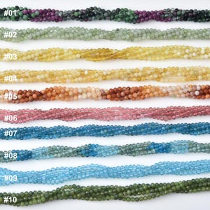 Gemstone Beads Natural 3mm Faceted Round Ruby Zoisite Jade Opal Apatite Topaz PRP1334
