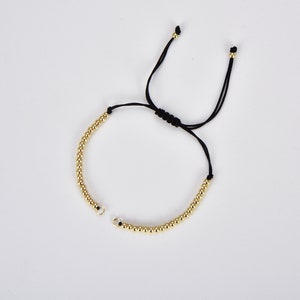 14K Gold  Semi Finished Adjustable Bracelet Cord Black String Bracelet for Jewelry Making, 5&quot; Adjustable Bracelet, BR035