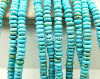4MM Natural Turquoise Roundelle Beads Grade AAA Round Loose Beads, Full Strand Round 15.5 inches, GRN120-A0414
