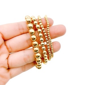 Gold  Beaded Bracelet 18K Gold Bead Stretch Bracelet up to 8mm BR009