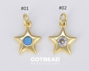 Dije de estrella delicado, colgante de estrella de cinco puntas bañado en oro de 18 quilates, estrella dorada para collares, pendientes, pulseras, suministros para joyería, CP1477