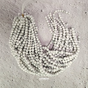 Howlite White Gemstone Beads 6mm 8mm 10mm 12mm, AAA Natural White Howlite Round Gemstone Beads 15.5&quot; Full Strand, GRN363