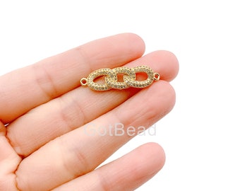 Łącznik bransoletki z cyrkonii ze złota 22K, łącznik łańcuszka z ogniwami prętowymi do wyrobu biżuterii, zawieszka z cyrkonii, 35 x 4 mm | CN025