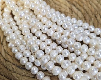 Perla Bianca Piccola Da 4-5 Mm, Perle D'acqua Dolce Di Patate - Foto 4