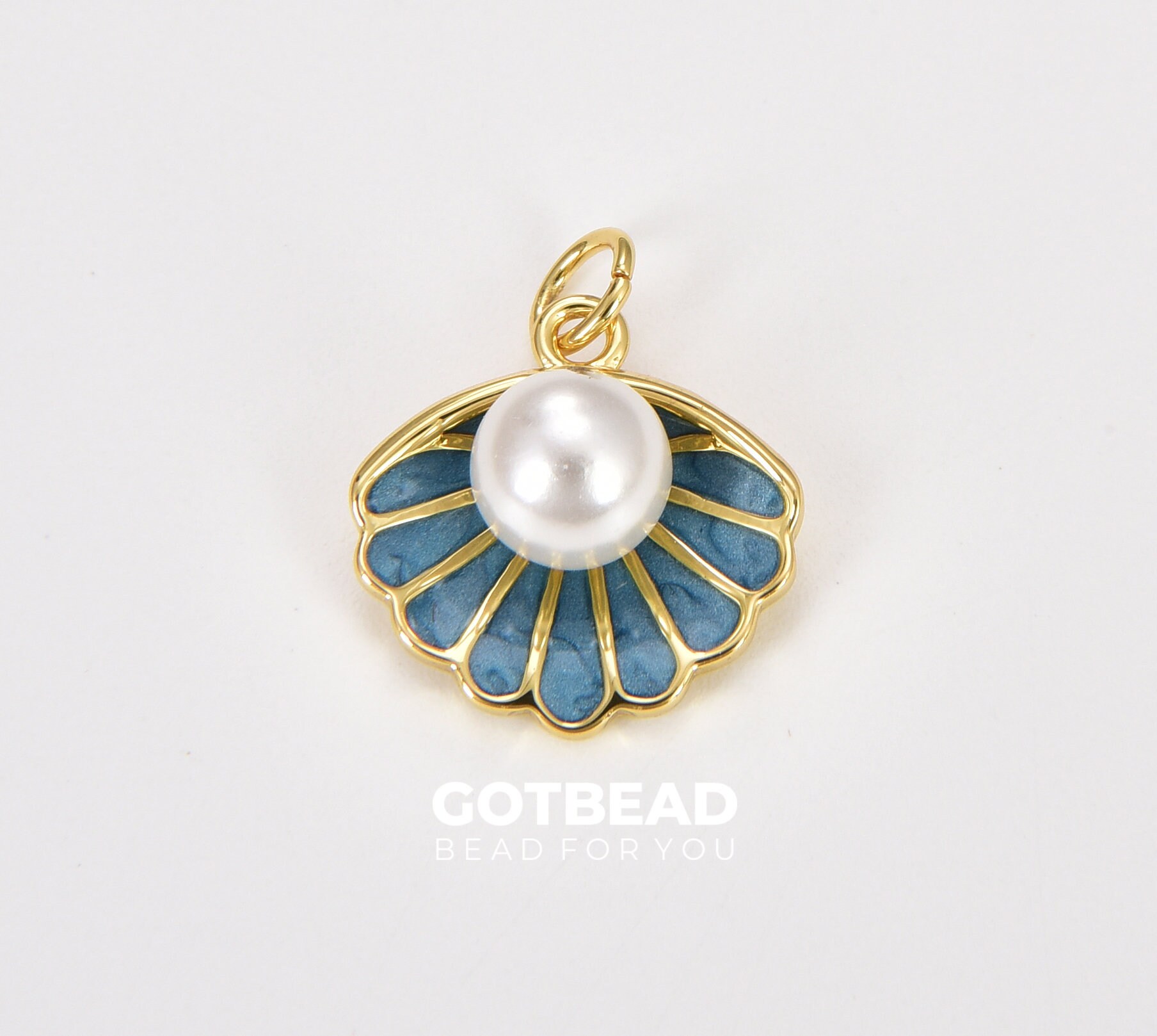 Seashell With Pearl Charm, Gold Filled Vintage Shell Pearl 