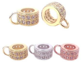 Micro Pave CZ Rhodium Fine Jewelry Clasps, Pave CZ Bail, Pave Closed Bail, High Quality, 10x3mm CL208
