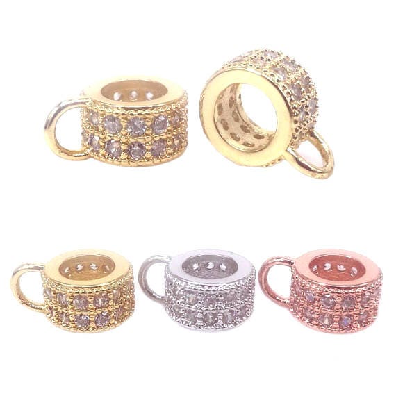 Micro Pave CZ Rhodium Fine Jewelry Clasps, Pave CZ Bail, Pave Closed Bail, High Quality, 10x3mm CL208