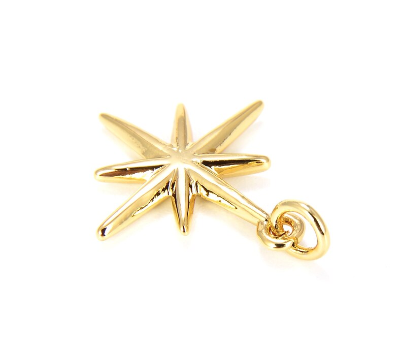 Micro Pave Star DIY North Star Charm CP485-J1014 22x18mm Jewelry Making Compass Pendant Gold Star Charm North Star Starburst Charm