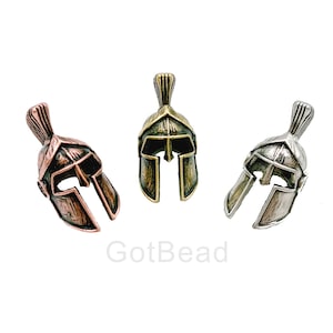 Antique Spartan Helmet Bead, Gladiator Helmet, Valkyrie Helmet Beads, Antique Crusader Helmet, Paracord Bracelet Beads, 25x12mm, BD740-L703