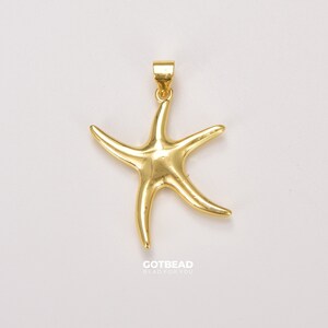 18K Gold Filled  Starfish Charm, Beach Charm, Dainty Starfish Charm for Earring Bracelet Necklace Charm Jewelry Making, 27x22mm, CP1322