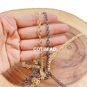 Gold Rhodium Rolo Cable Chain by Yard, Gold  Cable Rolo Chain by Foot, Wholesale bulk Roll Chain for Jewelry Making CH141